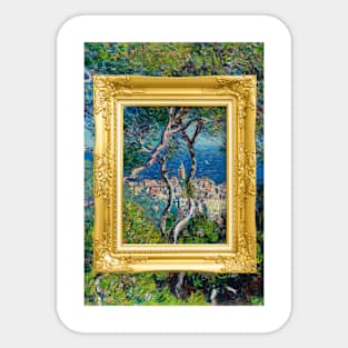 PANTONE MONET -  Gold Frame portrait Bordighera (1884) by Claude Monet Sticker